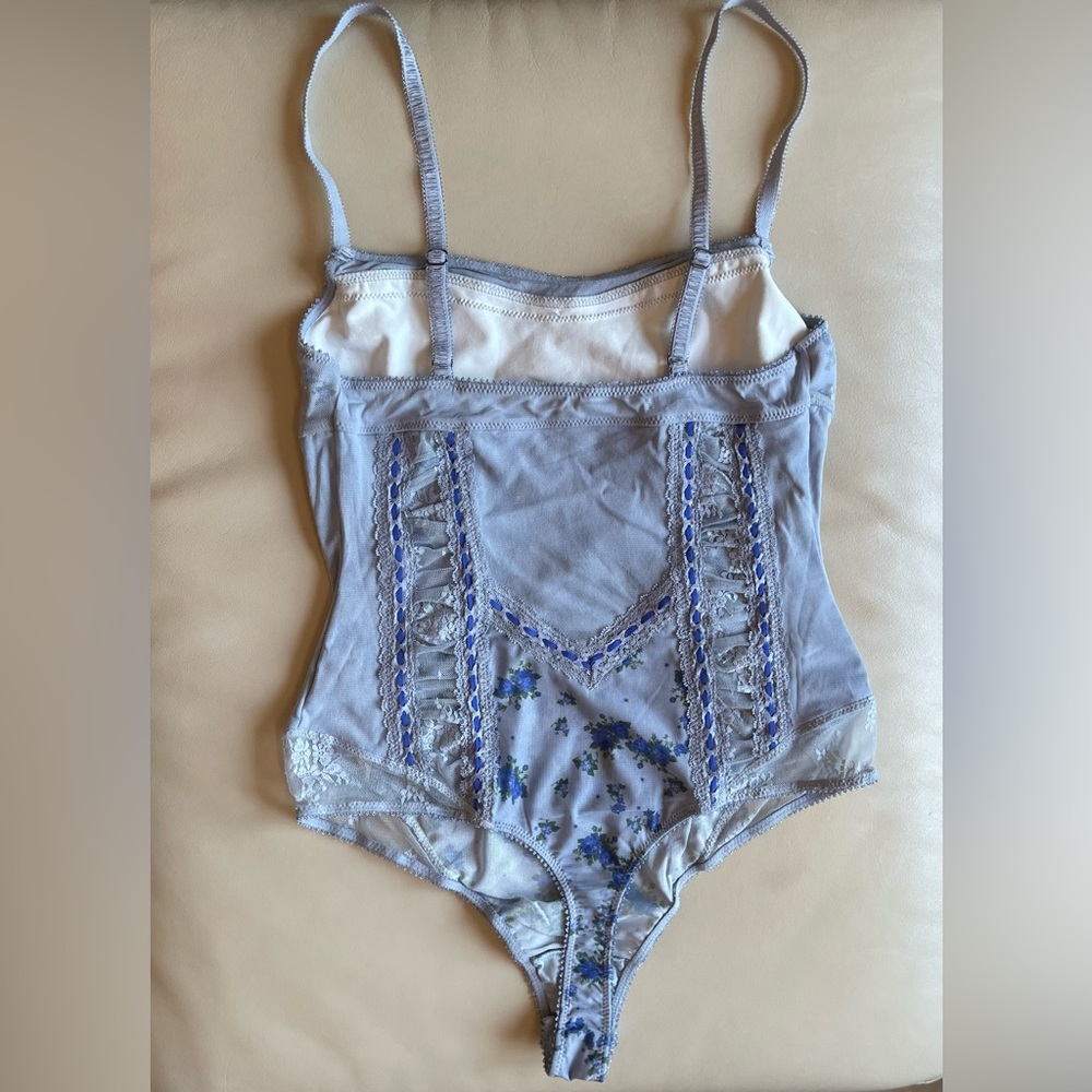 Free People Sara Corset Bodysuit in Blue Combo; Size: Medium - Picture 10 of 13